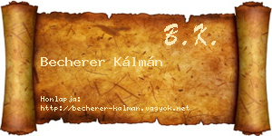 Becherer Kálmán névjegykártya